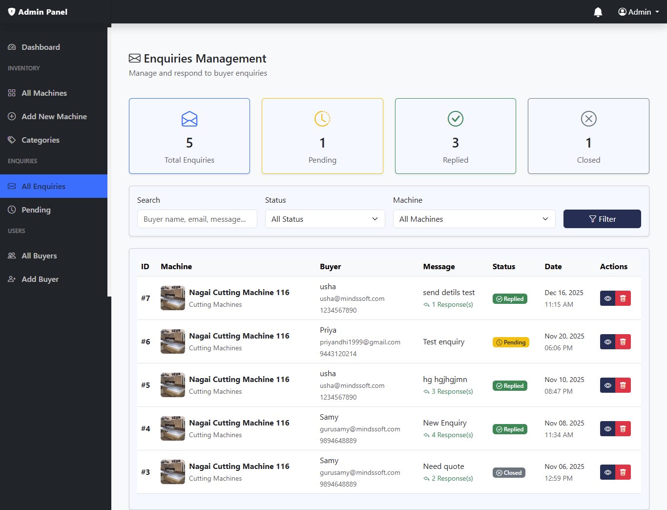 Vimal Inquiries Management